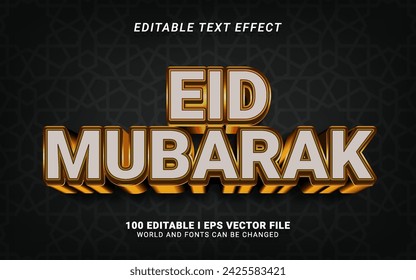 oro 3d estilo eid mubarak texto efecto