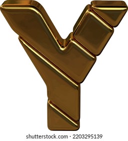 Gold 3d symbol made of bullion. letter y