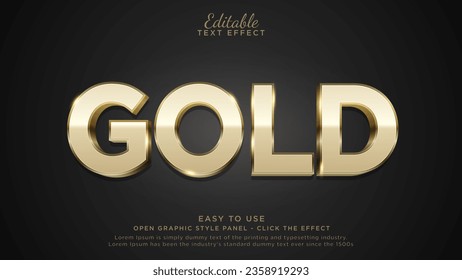 Efecto de texto dorado 3d, brillante efecto de texto editable en oro