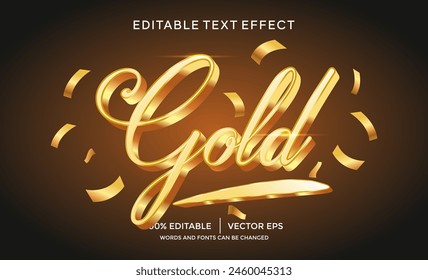 Plantilla de efecto de texto 3D dorado