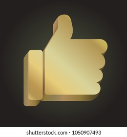 Gold 3D thumb up icon
