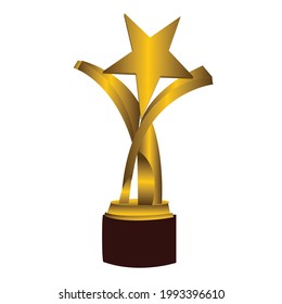 Gold 3D Trophy Design Illustration 