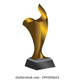 Gold 3D Trophy Design Illustration 