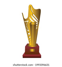 Gold 3D Trophy Design Illustration 