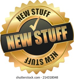 gold 3d vector eps10 new stuff badge sign