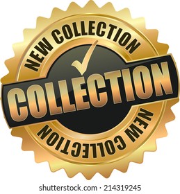 gold 3d vector eps10 new collection badge sign