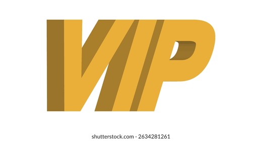 Icono de texto dorado 3D "VIP" para una marca premium, de lujo y elementos visuales exclusivos de la membresía.