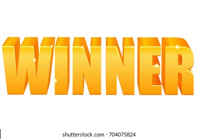 Gold 3d of winner text on isolated vector