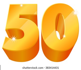 Gold 50 3D vector icon