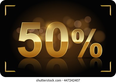 Gold 50 Percent. Vector Image.