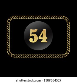 gold 54 years anniversary celebration simple logo. gold glossy emblem with number 54. seal,label.