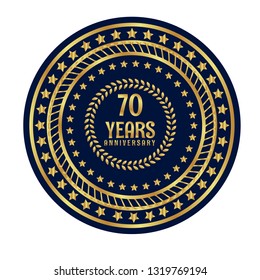 gold 70 years anniversary celebration simple emblem, label, badge, logo,seal,sticker. vintage logo,gold 70 years sign, jubilee, greeting card