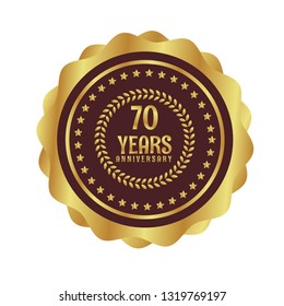 gold 70 years anniversary celebration simple emblem, label, badge, logo,seal,sticker. vintage logo,gold 70 years sign, jubilee, greeting card