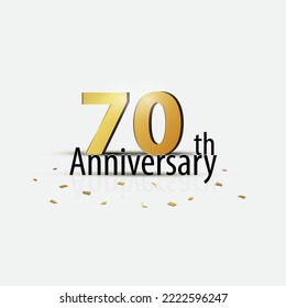 Gold 70th year anniversary celebration elegant logo white background