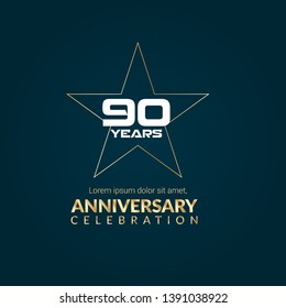 gold 90 years anniversary celebration simple logo