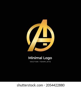 Gold 'A' letter minimal logo. Vector illustration