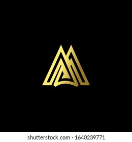 Gold AA simple letter luxury logo design with black background