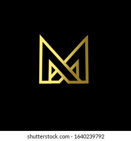 Gold AA simple letter luxury logo design with black background