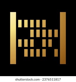 Gold Abstract Abacus Stationery Icon on a Black Background