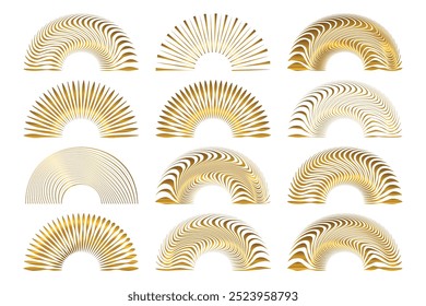 Conjunto de Elementos de sol de forma de arco Abstractas dorado