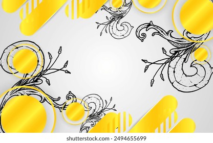 Fondo abstracto dorado con objeto de flor negro.
