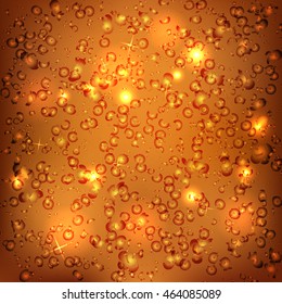 Gold abstract background with blurred lights and splashes. Vector illustration.