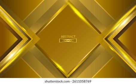 Gold Abstract Background With Golden Shapes Text Space. Modern Background With Golden Shapes with lines golden glowing. Vector illustration