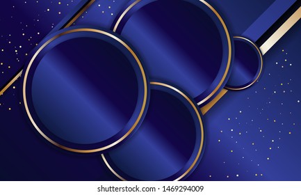 Gold abstract background luxury dark blue and golden line template premium vector illustration