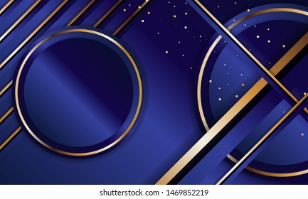 Gold abstract background luxury dark blue and golden line template premium vector illustration