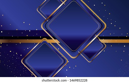 Gold abstract background luxury dark blue and golden line template premium vector illustration
