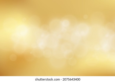 Gold abstract blurred gradient with bokeh, golden light background. Vector illustration.