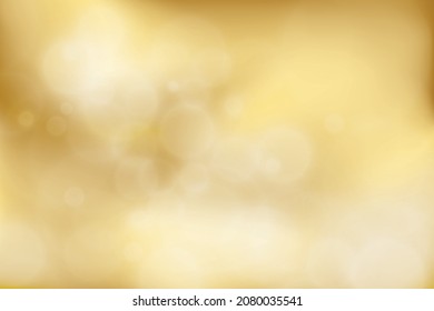 Gold abstract blurred gradient with bokeh, golden light background. Vector illustration.