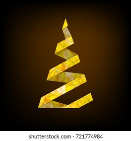 Gold abstract Christmas tree. Vector
