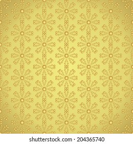 Gold abstract circle flower pattern on sweet background. Modern flower style for graphic or vintage design