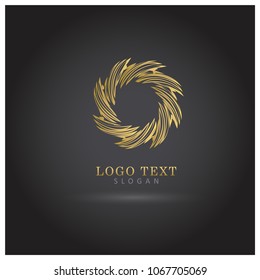 Gold Abstract Circle Logo. Symbol and Icon Vector Template.