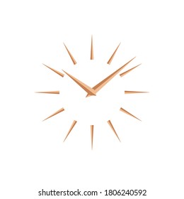 Gold abstract clock face. Clock face concept. Mockup clock face. Vector illustration