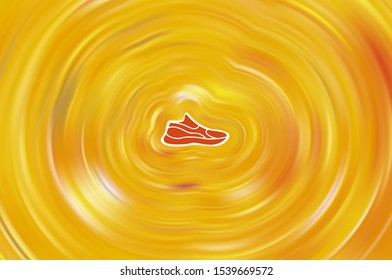 Gold abstract fire funnel light effect, energy formation. Luminous red-yellow geometric lines and glowing swirl background. Colorful abstraction.