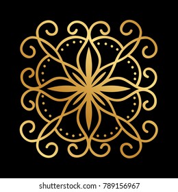 gold abstract flower logo