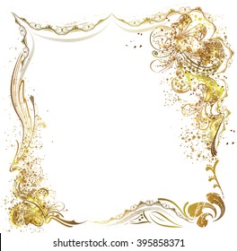 gold abstract  flowers  in luxury style with gold tinsel 
