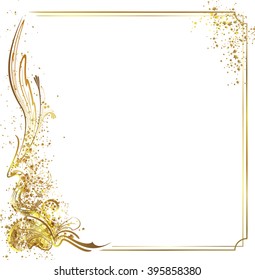 gold abstract  flowers  in luxury style with gold tinsel 
