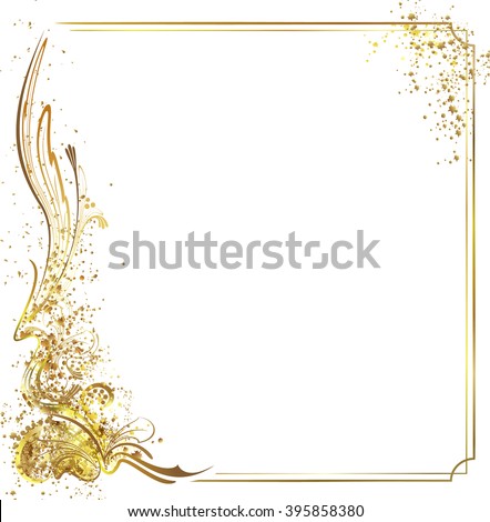 gold abstract  flowers  in luxury style with gold tinsel 
