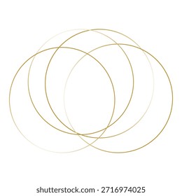 Líneas fluidas abstractas de oro que crean círculos superpuestos. Ilustración vectorial