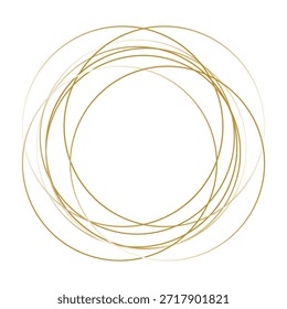 Líneas fluidas abstractas de oro que crean círculos superpuestos. Ilustración vectorial