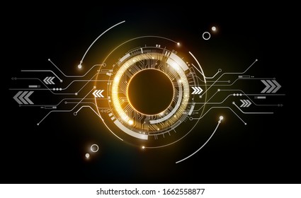 gold abstract futuristic electronic circuit technology background concept, vector illustration