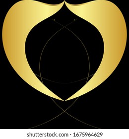 Gold abstract geometric lines on a black background.