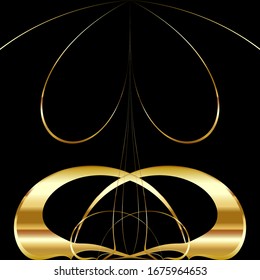 Líneas geométricas abstractas de oro sobre fondo negro.