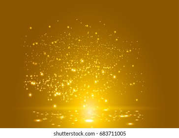 Gold Abstract Glitter Blinking sparkle . Christmas and New Year glittering  background. Backdrop with sparkling magic glowing. Dust blinking sparkle lights. 