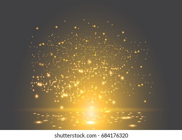 Gold Abstract Glitter Blinking sparkle . Christmas and New Year glittering  background. Backdrop with sparkling magic glowing. Dust blinking sparkle lights. 