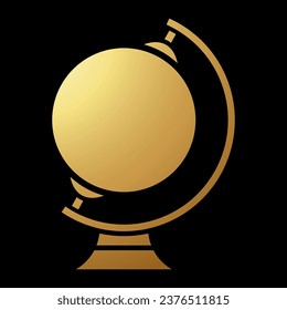 Gold Abstract Globe Stationery Icon on a Black Background