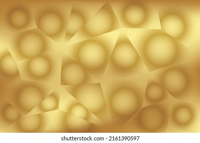 Gold abstract gradient background with circle in polygon shape. Vector illustration.